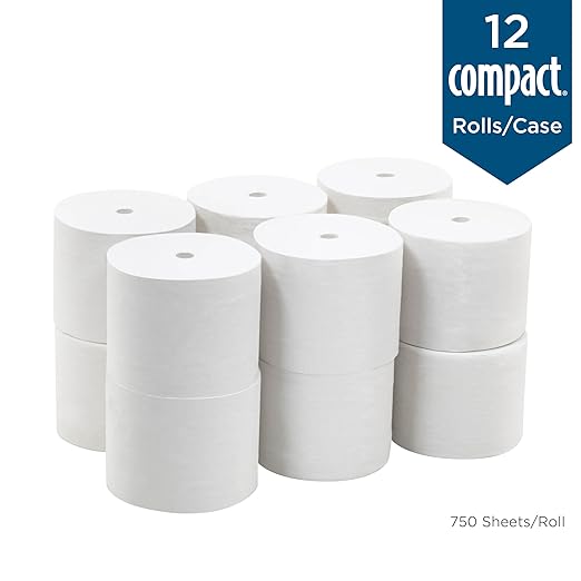 Georgia-Pacific Angel Soft Professional Series Compact Premium Embossed Coreless 2-Ply Toilet Paper by GP PRO 1937300 12 Rolls Per Case White