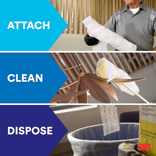 3M Easy Trap Sweep and Dust Sheets, 1 Roll of 250 8" x 6" Sheets, Disposable Easy Sweep Floor Duster, Picks Up 8x More Dirt, Dust, Sand, Hair, Works on Dry or Wet Surfaces, 55654W