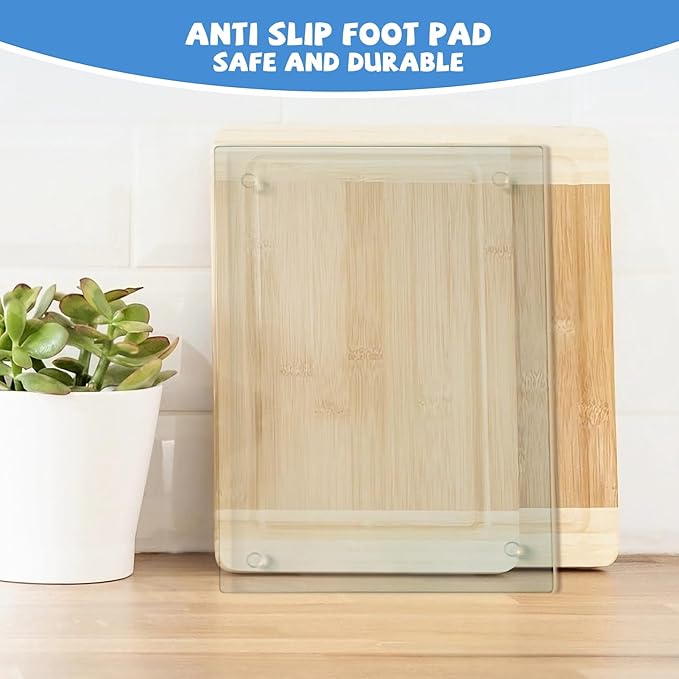 Mymonfif Tempered Glass Cutting Board for Kitchen, Clear Glass Board for Countertop, with Non-Slip Feet, Heat Resistant, Extra Large Size 16x20" 1Pcs