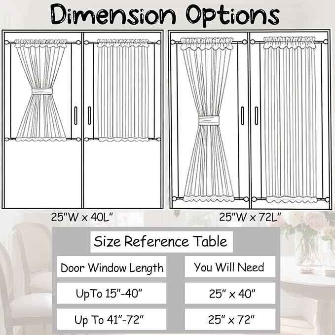 Sutuo Home French Door Curtains for Doorway Glass & Sidelights, Farmhouse Semi Sheer Bohemian Tassels Vintage Chic Privacy Cottagecore Drapes for Door Window, Rod Pocket 2 Panels 25" W x 72" L Black