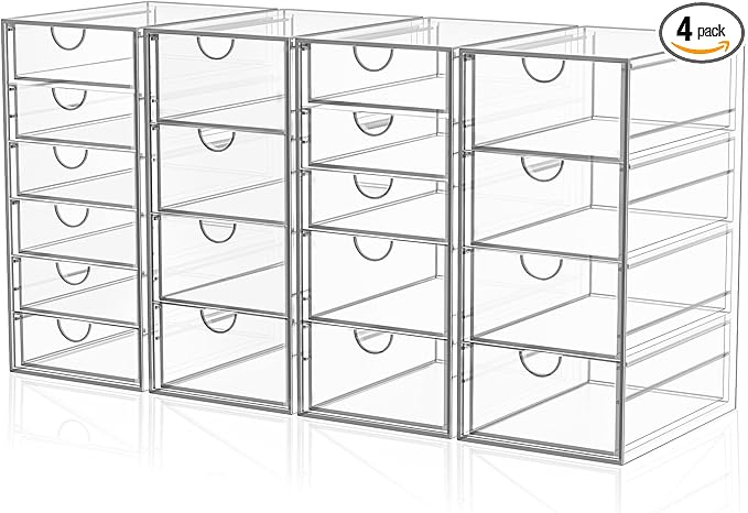 Acrylic Makeup Organizer with 19 Drawers,Storage Drawer Organizer | Bathroom Organizers and Storage for Palettes, Cosmetic, and Beauty Supplies, Desk Organization
