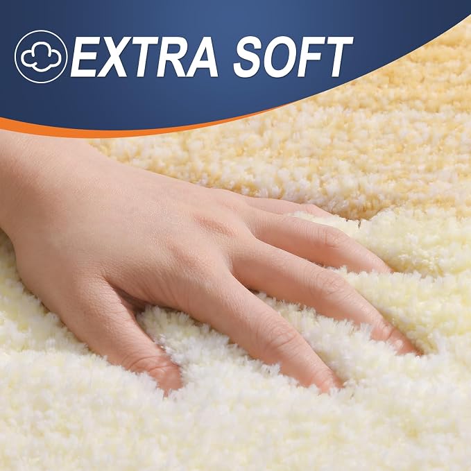 OLANLY Large Bathroom Rugs Mat 44x32, Extra Soft Absorbent Microfiber Bath Rug, Rubber Backing, Quick Dry, Washable Bath Mats for Bathroom Floor, Tub and Shower, Home Decor Accessories, Light Yellow