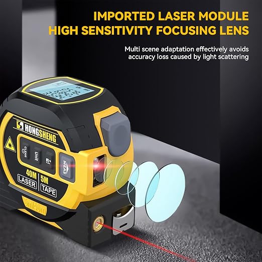 The Ruler 3-in-1 Measuring Tape, Tools Tape Measure, 3-in-1 Rangefinder with Led Display, 3 in 1 Digital Tape Measure with Cross Line, AutoLock, Measure Area, Volume, Pythagorean, Best Gift for Man