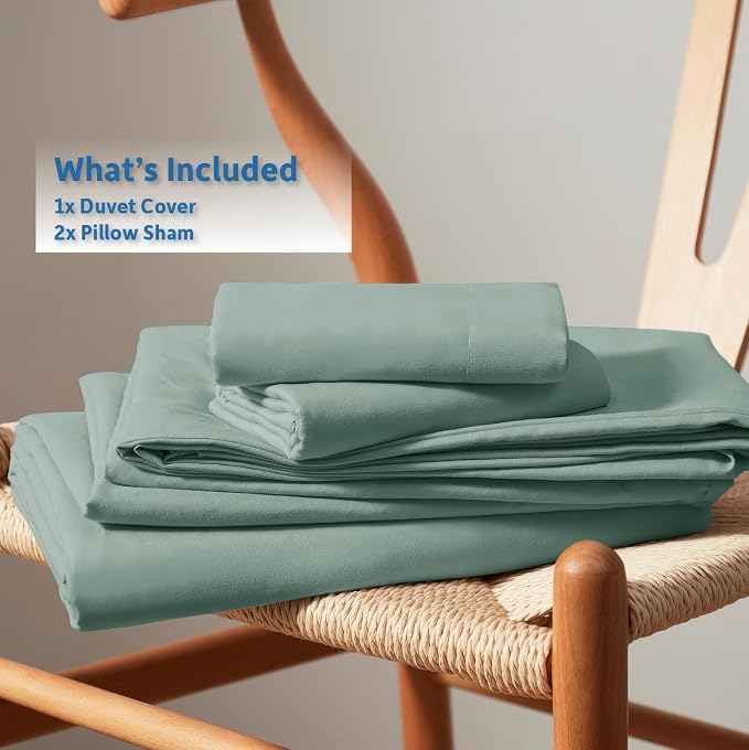 Nestl Sage Green Duvet Cover Full Size - Soft Double Brushed Full Size Duvet Cover Set, 3 Piece, with Button Closure, 1 Duvet Cover 80x90 inches and 2 Pillow Shams