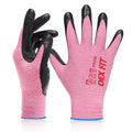 DEX FIT Nitrile Work Gloves FN330, 3D Comfort Fit, Touchscreen Grip Gloves for Warehouse, Construction, Package Handling, Delivery & General Work, Men & Women, Pink, L, 1 Pair