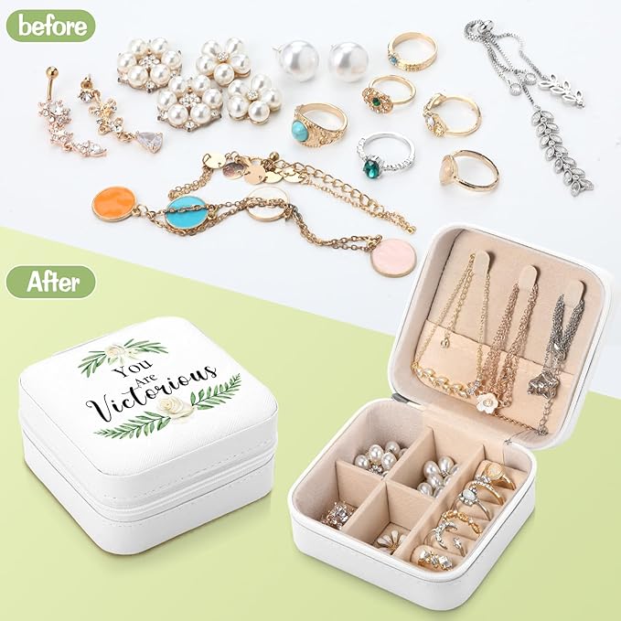 Kacctyen 12 Pieces Mini Travel Jewelry Case Bulk You Are Amazing Loved Mother's Day Church Gifts Green Leaf Gifts for Secretary Mothers Party Girls Leather Travel Jewelry Case