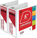 5 Inch 3 Ring Binder 2 Pack, Heavy Duty Locking D-Ring, Holds 950+ Sheets, PVC-Free, Assembled in USA, 8.5 x 11, Clear View Cover with Pockets, Customizable, Professional, White - Ring Binder Depot | Locking D-Ring, PVC-Free, Assembled in USA, 8.5 x 11...