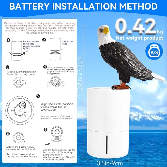 Fun Animal Foam Soap Dispenser, Bald Eagle Automatic Hand Washer