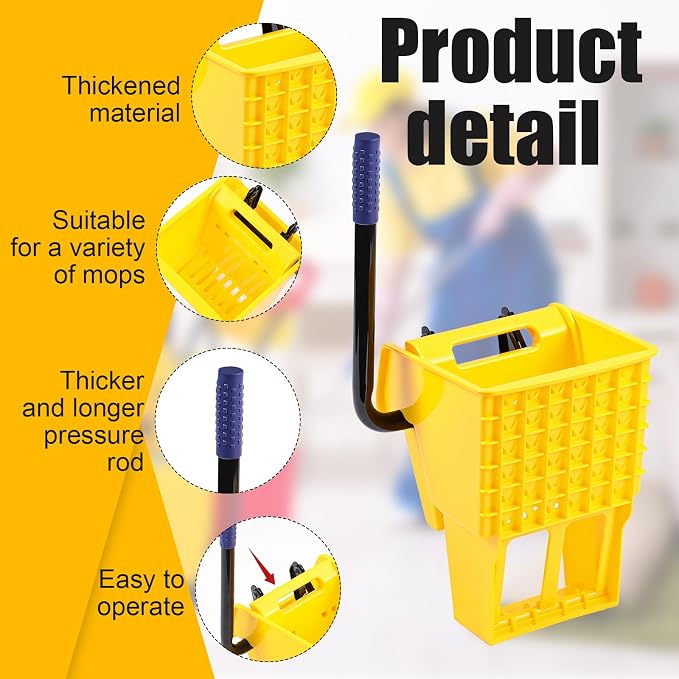 Sasylvia Yellow Mop Wringer Replacement Down Press Mop Bucket Wringer Industrial Cleaning Accessories for Commercial Floor Mopping Buckets Restaurant Supplies, 26quart or 33 Quart(Side Press)