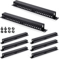 8 Pieces 19 Inch Cable Manager 1U 24 Slot Horizontal Server Rack Mount Cable Management Organizer Raceway Metal Finger Duct with Cover and Screw for Wire Network Wall Cord, Black