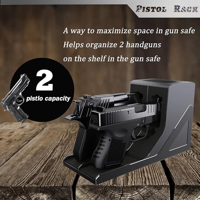 Pistol Rack Universal Protective Handgun Storage,Handgun Rack for Gun Safe Gun Cabinet Storage, Gun Magazine Holder, 1 Gun Holder 3 Mag Slots Fit Most Pistols