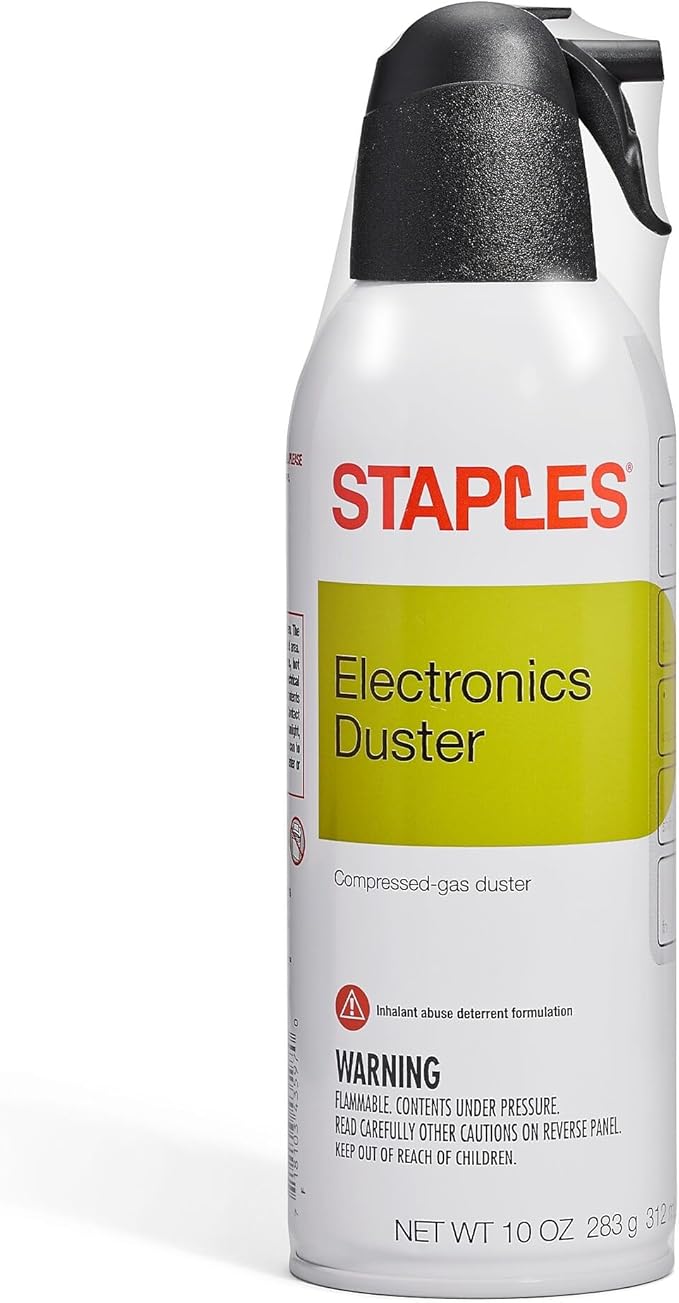 Staples Compressed Air Duster – 10 oz. Can for Electronics, Keyboards & Office Devices