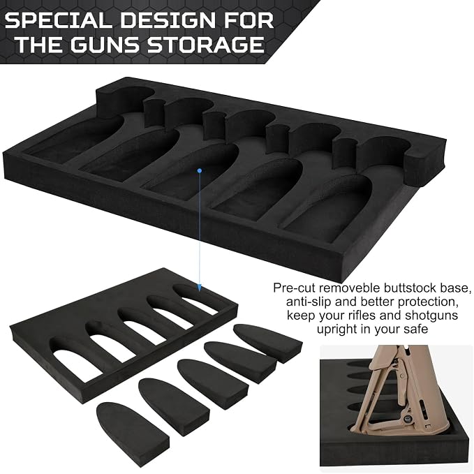 OCQOTAT Gun Rack for Gun Storage, Gun Safe Accessory for Shotguns, Gun Holder in Gun Cabinet, Shotgun Rest, Foam Material with Magnetic Strip and Hook Strip, Gifts for Hunters