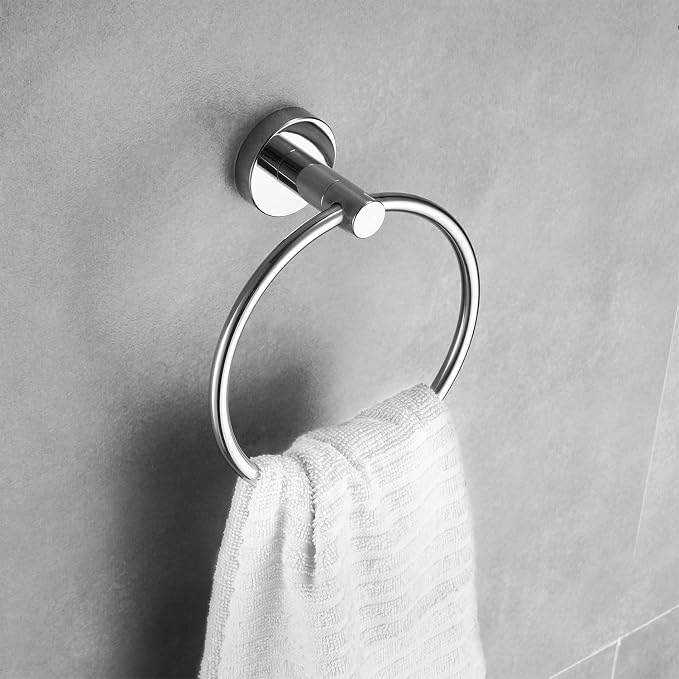 Chrome Toilet Paper Holder Towel Ring,Bathroom Hardware Set,Hand Towel Holder Wall Mount Tissue Roll Holder with Double Post Bath Accessories SUS304 Stainless Steel 2pc