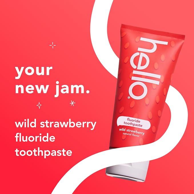 hello Kids Fluoride Toothpaste, Wild Strawberry, 3 Pack, 4.2 oz | For Kids Ages 2 and Up, Helps Prevent Cavities, Strengthens Enamel, Polishes and Brightens Teeth, Vegan, No SLS