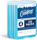 Cool Coolers by Fit & Fresh 4 Pack XL Slim Ice Packs, Quick Freeze Space Saving Reusable Ice Packs for Lunch Boxes or Coolers