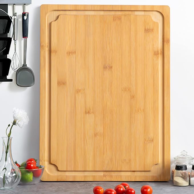 30 x 20 Extra Large Cutting Board, Turkey Carving Board Bamboo Meat Cutting Boards for Kitchen with Juice Groove and Handles Heavy Duty Charcuterie Board, 4XL, Empune
