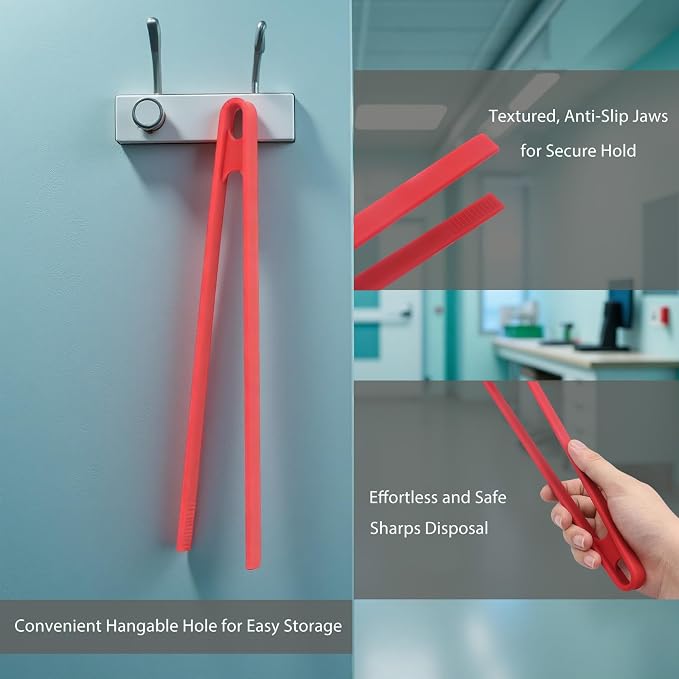 Replacement Sharps Tongs, 3 PCS | Safe pickup tool for biohazard needles & medical waste, for use with your sharps containers, for diabetic, ems, clinic use