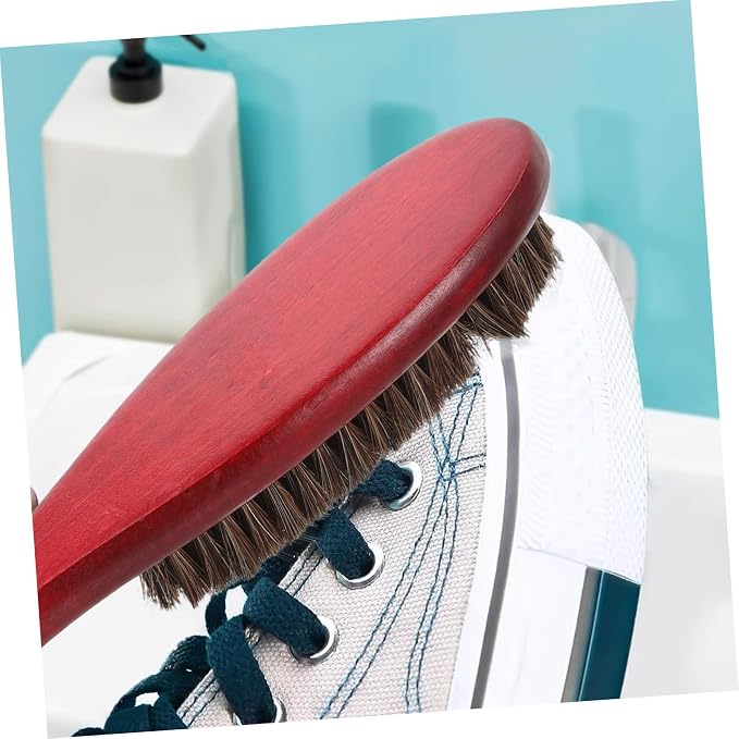 NOLITOY 3pcs Handle Horsehair Shoe Brush for Cleaning Shoes Cleaning Tool Compact Design for Household Use Soft Bristle
