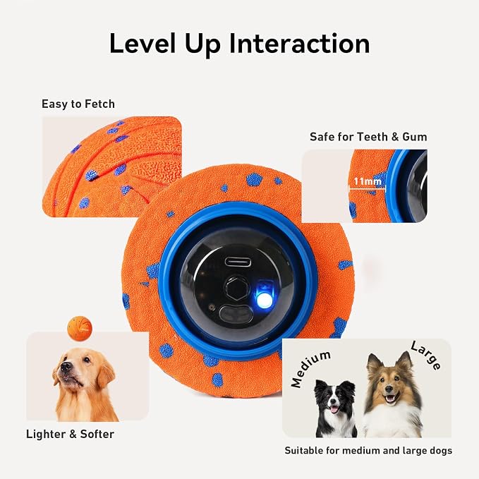 Cheerble Smart Interactive Dog Toy, Wicked Ball AIR, Automatic Moving, Bouncing, Rotating, IPX7 Waterproof Rating, Active Rolling Ball for Puppy, Medium and Large Dogs