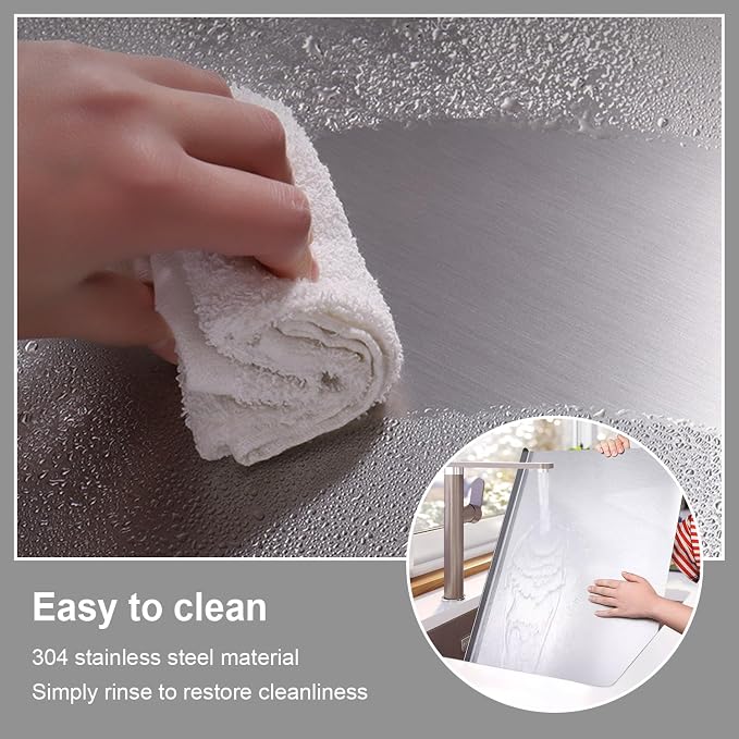 304 Stainless Steel Cutting Board – Stainless Steel Kitchen Chopping Boards Non-Slip, Dishwasher Safe – Ideal for Meat, Vegetables, Fruits, Bread & Baking – Commercial & Home Use (23.6 * 15.7in)