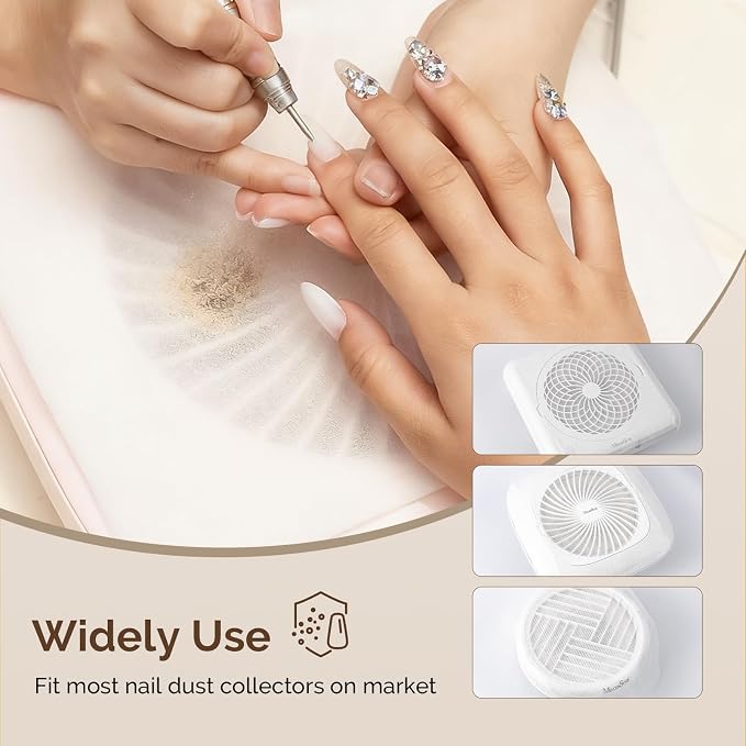 MelodySusie Low Noise Nail Dust Collector & 200 Sheets Nail Dust Collector Filter Paper