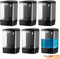 Hushee 6 Pcs Plastic Wall Mounted Soap Dispenser Commercial Manual Soap Containers Wall Dispenser for Kitchen Shower Hotel Liquid Shampoo Gel Chamber (33.8 oz 1000 ml,Black and Clear)
