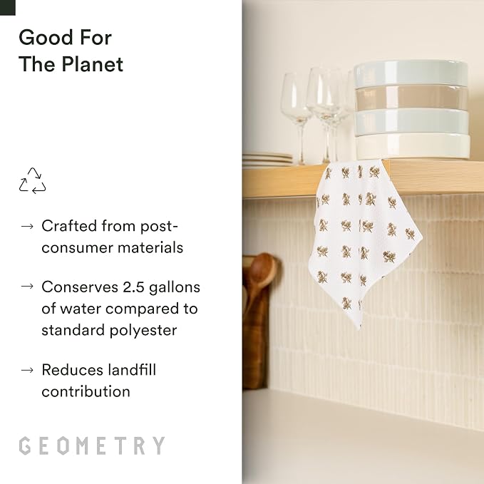 GEOMETRY Dishcloth – Evergreen Collection – Quick-Dry, Ultra-Absorbent, Reusable Microfiber Kitchen Towels for Drying & Cleaning - Willow Stone - 6 Pieces