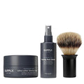 SUPPLY Men’s Shave Accessories Set – Ultra Lather Shaving Cream 3.4oz, Alcohol-Free Aftershave Spray 2 oz, and Synthetic Shaving Brush – Fragrance Free/Matte Black