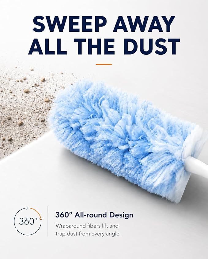 Heavy Duty Duster Refills Compatible with Swiffer Dusters, 20 Count Microfiber Dusting Refills with 1 Handle, 360° Disposable Multi Surface Dusters for Furniture, Blinds, Fans, Vents, Unscented