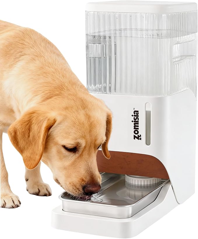 ZOMISIA Automatic Dog Water Dispenser 11L with Stainless Steel Bowl, Gravity Extra Large Capacity Water Bowl for Large-Sized Dogs, 3 Gallon Pet Waterer 100% BPA Free, White