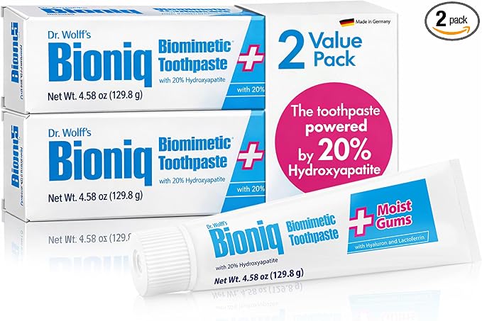 Bioniq Plus Moist Gums 20% Hydroxyapatite Toothpaste 4.63 OZ | bioHAP and Fluoride Free Toothpaste for Daily Use, Clinically Tested, Expert for Enamel and Gum Care, 4.63 Oz 2 Pack