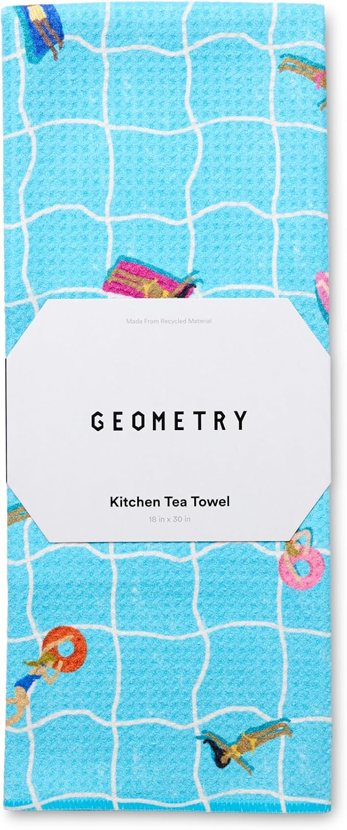 GEOMETRY Tea Towels – Spring & Summer Collection – Quick-Dry, Ultra-Absorbent, Reusable Microfiber Kitchen Towels for Drying & Cleaning - At The Pool - 1 Pack