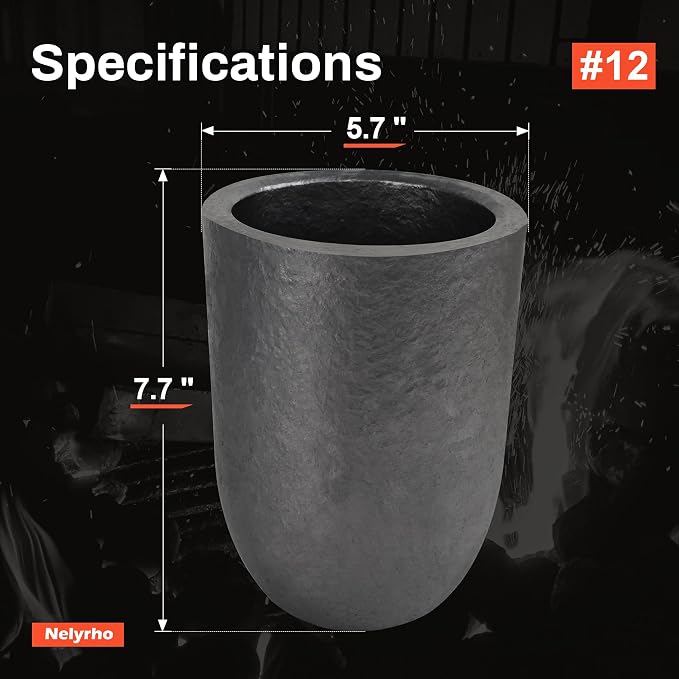 Nelyrho Handheld Crucible Pouring Tongs with Crucible #12 (12kg-26.4lbs) | Includes pouring rack and graphite crucible, designed for use with melting furnaces, casting gold, silver, aluminium, brass