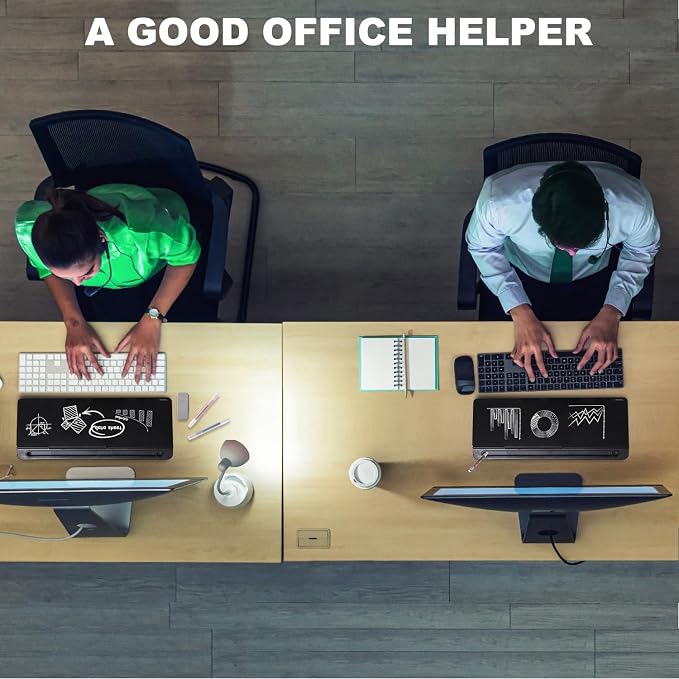 TSJ OFFICE Desktop Whiteboard Dry-Erase-Board - Computer Keyboard Stand White Board Surface Pad with Drawer, Desk Organizers with Accessories for Office, Home, School Supplies - Complete Black