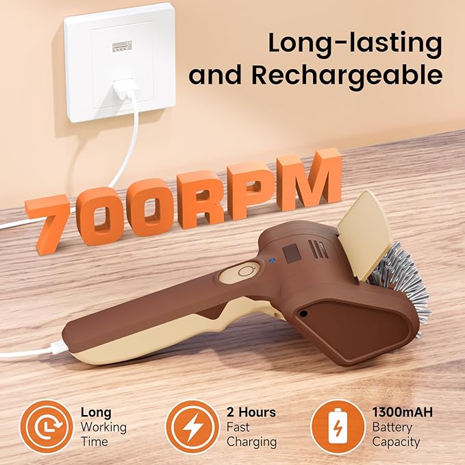 Electric Grill Brush, Cordless Rechargeable BBQ Cleaner with 700 RPM High-Torque Rotary Power, Bristle-Free Stainless Steel Mesh Head, Detachable Dishwasher-Safe Grill Scrubber for Outdoor Barbecue