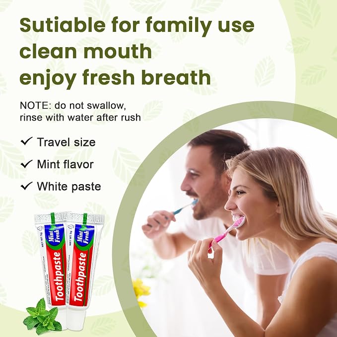 30 Tubes Bulk Mini Toothpastes, 0.18oz Single-use Mint Toothpaste | For Daily Mouth Clean and Fresh Breath, Toiletry Supplies for Homeless Shelters & Charity Donations