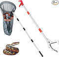Snake Grabber Tool, 50'' Folding Snake Grabber Tongs with 72'' Detachable Stainless Steel Snake Catching Net for Corrosion Resistance High Load Capacity Easy to Clean and Maintain