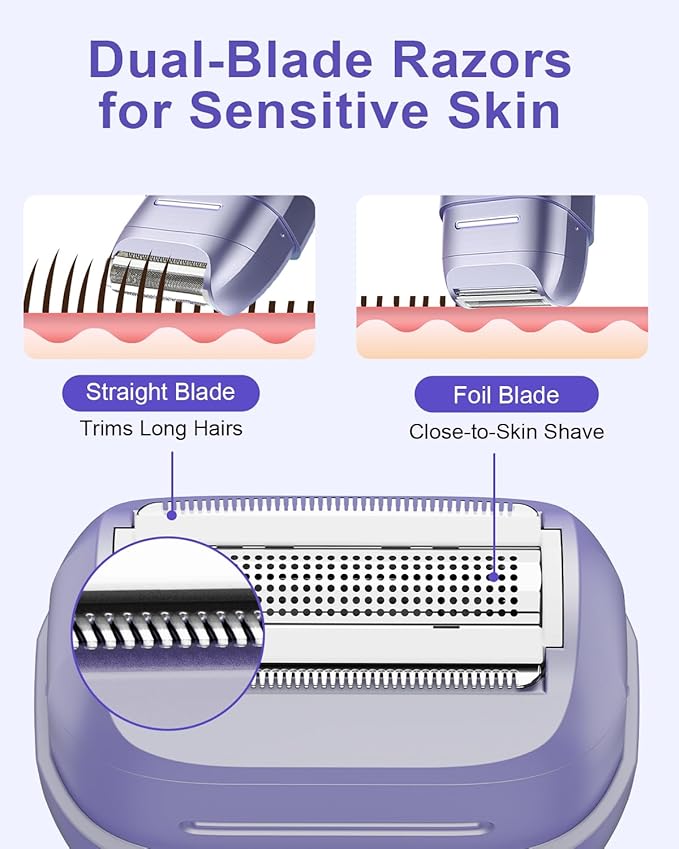 Electric Shaver for Women Waterproof Mini Electric Razors for Women - Cordless Foil Shaver for Hair Removal, Legs, Face, Body, Bikini,Sensitive Skin, Razor for Teen Girls (Purple, Fashion)