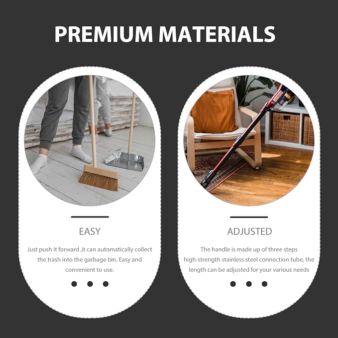 PRETYZOOM Hand Push Sweeper 3-in-1 Rotating Broom Dustpan Floor Cleaner with Adjustable Handle for Hardwood Tile Marble Floors