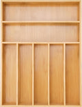 Besilord Silverware Organizer Kitchen Drawer Organizer Utensil Organizer Bamboo Silverware Holder Cutlery Organizer in Drawer Flatware Organizer Tray(7 slots, Natural