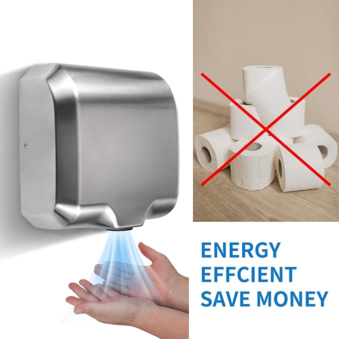 Goetland Stainless Steel Commercial Hand Dryer 1800w Automatic High Speed Heavy Duty Dull Polished Pack of 2