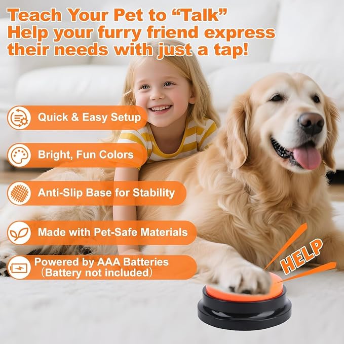 Dog Buttons for Communication, 12 Pcs Dog Talking Button Set, 30s Recordable Voice Pet Training Buzzers, Speaking Buttons for Dogs & Cats with 2 Mats,2 Scene Stickers (Batteries Not Included)
