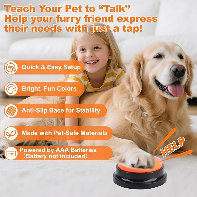 Dog Buttons for Communication, 16 Pcs Dog Talking Button Set, 30s Recordable Voice Pet Training Buzzers, Speaking Buttons for Dogs & Cats with 4 Scene Stickers (Batteries Not Included)