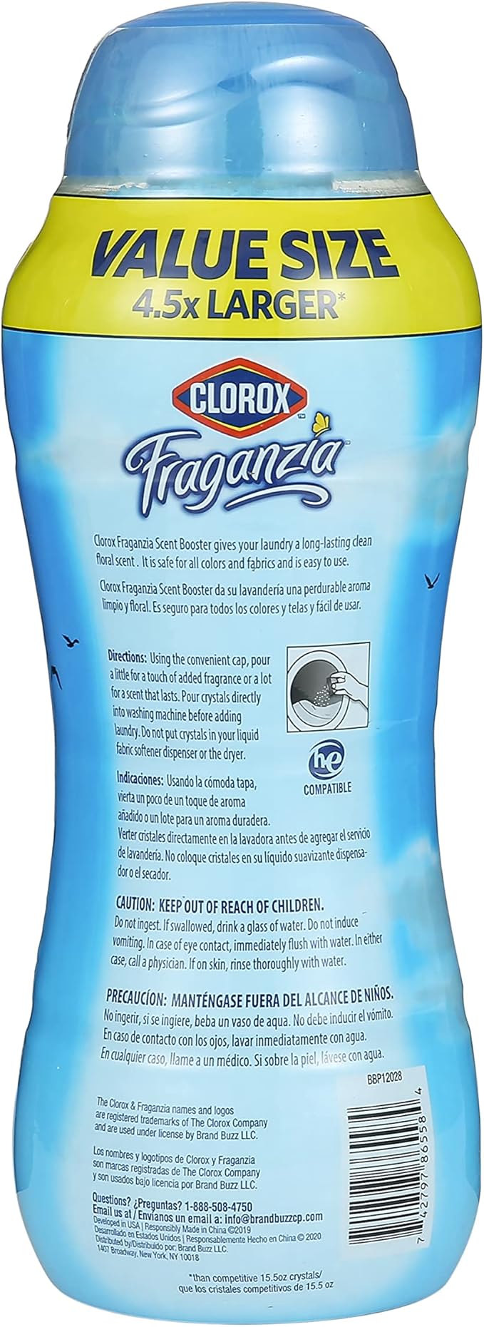 Clorox Fraganzia Laundry Scent Booster Crystals In-Wash Fragrance Beads Fresh-Smelling Clothes Linens Safe All Fabrics Morning Sky Scent 70 OZ 6 Pack