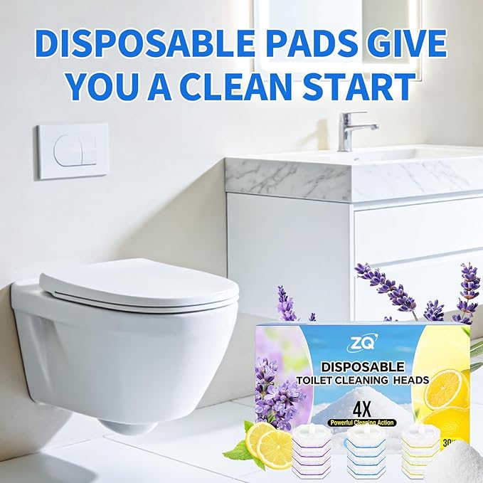 100 Count Toilet Bowl Wand Refills for Clorox, 4X Cleaning Power Toilet Bowl Cleaner Refill Pads for Clorox Wand System, Disposable Toilet Brush for Bathroom Cleaning，Light Scent