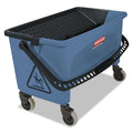 Rubbermaid Commercial Products Finish Mop Bucket with Press Wringer, 26" Blue, for Janitorial/Professional Cleaners and Heavy-Duty Industrial Mopping/Wringing/Cleaning