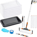 22pcs 12"-18" Adjustable Large Paint Roller with Tray & Liners Kit: 1-5Ft Aluminum Extension Poles, Brush & Roller Cleaner, 18" Nylon Covers for Walls,Ceiling,Floor,Interior,Exterior Painting