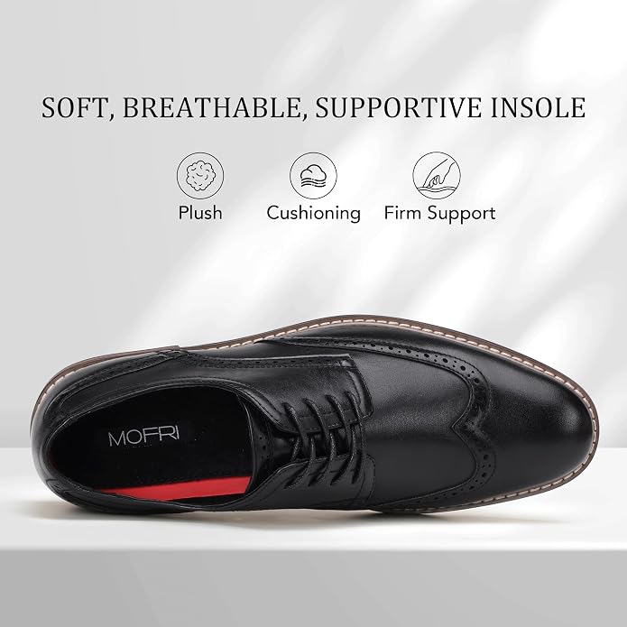 Mens Classic Cap Toe Dress Shoes Oxford for Office | Polished PU Outer Shell,Ventilated Comfortable Latex Insole. Formal Footwear Suited for Office Engagements ,Outings,Weddings