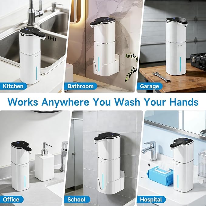 Automatic Liquid Soap Dispenser Touchless, Hands Free for Bathroom Kitchen | 90 Days Standby,520ml Large Capacity,8 Adjustable Levels,Type-C Supports Fast Charging,Hang On The Wall With A Bracket